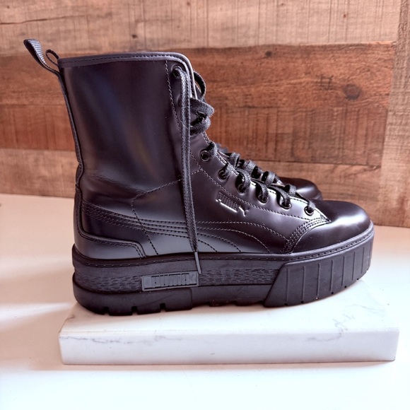 Puma X Dua Lipa Mayze Black High-Top Platform Boots - Picture 3 of 9